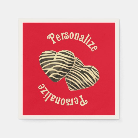 チョコレートキャンディハート赤かわいい愛 スタンダードカクテルナプキン (正面)