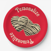 チョコレートキャンディハート赤かわいい愛 ペーパープレート (正面)