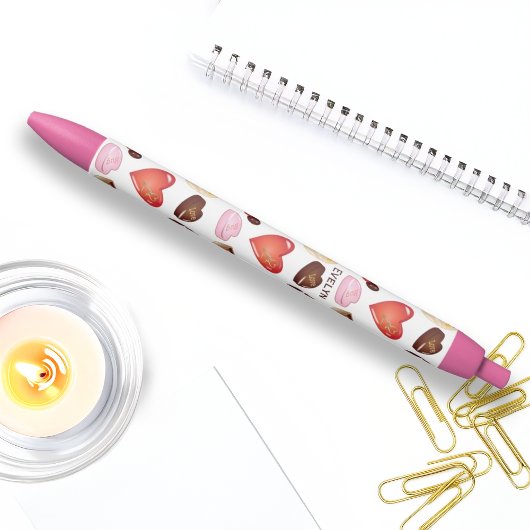 チョコレートキャンディパーソナライズされたハートに名前を付ける 黒ボールペン