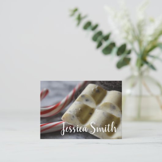 チョコレートキャンディーキースイーツフードライターパティシシェフ 名刺 (スタンド正面)