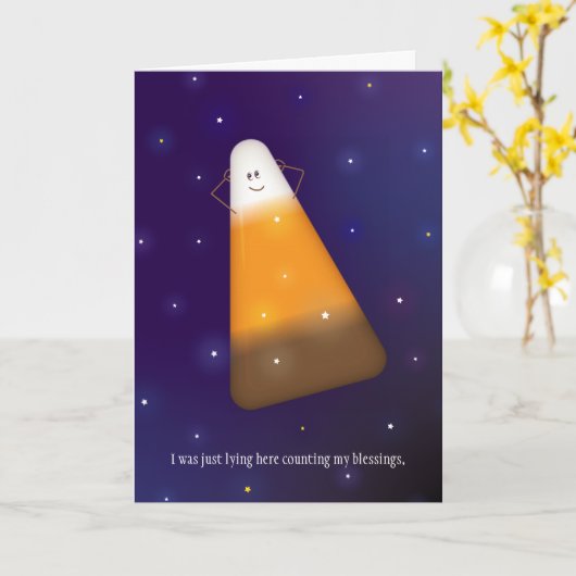 チョコレートキャンディーコーンハッピー秋Y'allグリーティングカード カード (黄色い花)