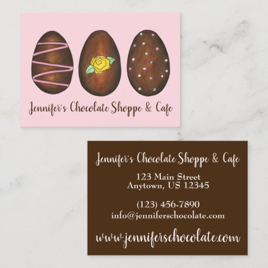 チョコレートキャンディーショップイースターエッグショコラティエーススイーツ 名刺 (正面/裏面)