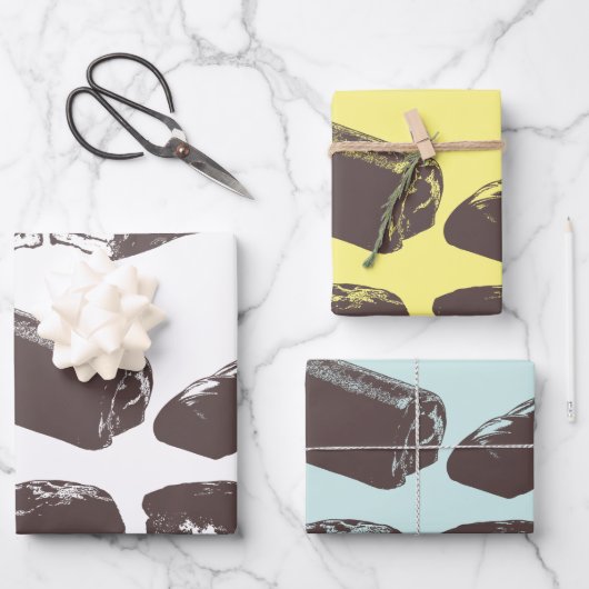 チョコレートキャンディースイーツペストリー食品アートを扱う ラッピングペーパーシート (正面)