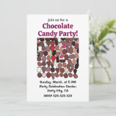 チョコレートキャンディ菓子お祝いパーティー 招待状 (スタンド正面)