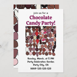 チョコレートキャンディ菓子お祝いパーティー 招待状