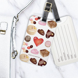 チョコレートキャンディ菓子ハート模様 ラゲッジタグ