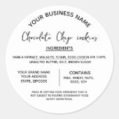 チョコレートクッキーの成分リスト ビジネス ラウンドシール (正面)