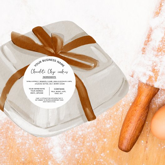 チョコレートクッキーの成分リスト ビジネス ラウンドシール