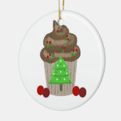 チョコレートクリスマスカップケーキ セラミックオーナメント (左)