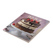 チョコレートクリームお誕生日ケーキとイチゴ タイル (側面)