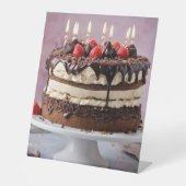 チョコレートクリームお誕生日ケーキとイチゴ 台座サイン (正面)