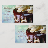 チョコレートクリームのケーキの青い《写真》ぼけ味の名刺 名刺 (正面/裏面)