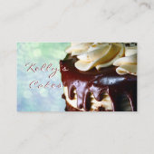 チョコレートクリームのケーキの青い《写真》ぼけ味の名刺 名刺 (裏面)