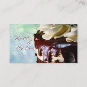 チョコレートクリームのケーキの青い《写真》ぼけ味の名刺 名刺 (裏面)