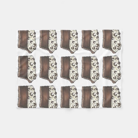 チョコレートクリームスライスミシシッピッドマッドパイグルメ フリースブランケット (正面(横))
