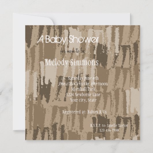 チョコレートクリームベビーシャワー 招待状 (裏面)