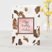 チョコレートクリーム アニマルプリント ローズブラッシュ バースデー カード (黄色い花)