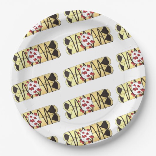 チョコレートクレープパンケーキフランスフランスのフードクレープ ペーパープレート (正面)