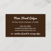 チョコレートクレープパンケーキフランスフランスのフードクレープ 名刺 (裏面)