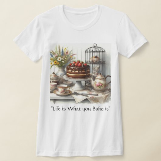 チョコレートケーキでティータイム Tシャツ (レイダウン)