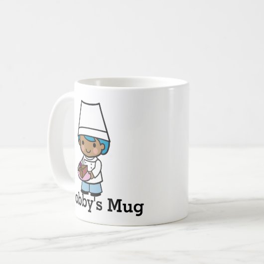 チョコレートケーキでベーカー/シェフボーイをパーソナライズ コーヒーマグカップ (正面左)