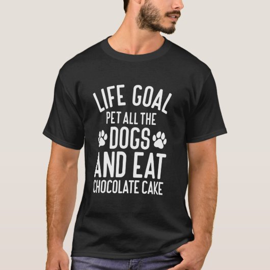 チョコレートケーキで犬をなでるよ 可愛い犬 チョコ Tシャツ (正面)