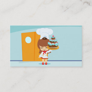 チョコレートケーキのかわいい女の子 名刺