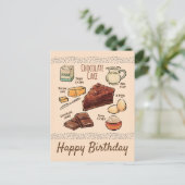 チョコレートケーキのレシピ 誕生日 ポストカード (スタンド正面)