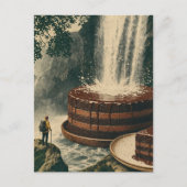 チョコレートケーキの滝の超現実主義アート ポストカード (正面)