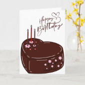 チョコレートケーキは誕生日カードを希望 カード (黄色い花)