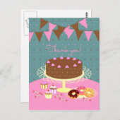 チョコレートケーキガールバースデーパーティー ポストカード (正面/裏面)