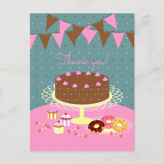 チョコレートケーキガールバースデーパーティー ポストカード (正面)