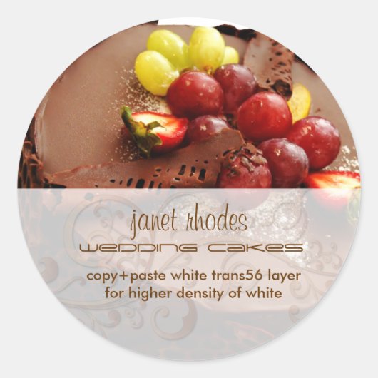 チョコレートケーキステッカー/ベーカース/パティシシェフ ラウンドシール (正面)