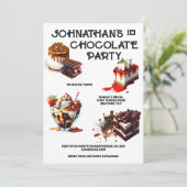 チョコレートケーキデザートパーティーキッズテーマ夏 招待状 (スタンド正面)