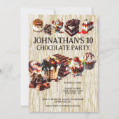 チョコレートケーキパーティー子供たち夏の誕生日デザート 招待状 (正面)