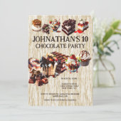 チョコレートケーキパーティー子供たち夏の誕生日デザート 招待状 (スタンド正面)