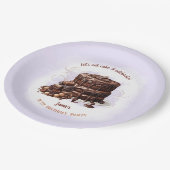 チョコレートケーキパープルブラウン30歳の誕生日パーティー ペーパープレート (アングル)
