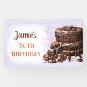 チョコレートケーキパープルブラウン30歳の誕生日パーティー 横断幕 (横)
