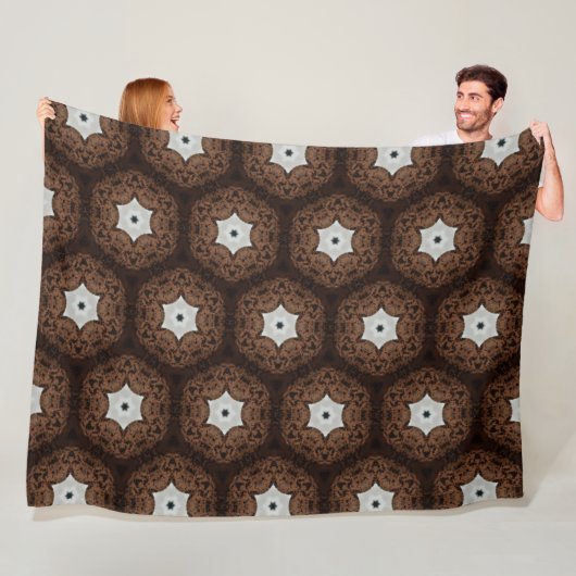 チョコレートケーキブラウン六角パターン フリースブランケット (インサイチュ)