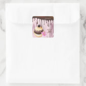 チョコレートケーキボールカップケーキピンク2 スクエアシール (バッグ)