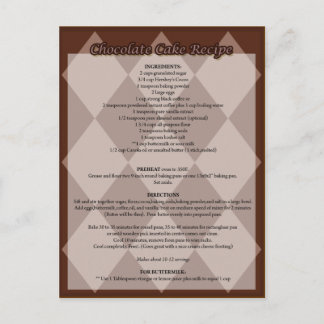 チョコレートケーキレシピはがき ポストカード
