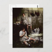 チョコレートケーキ付きハンゼルとグレテル ポストカード (正面/裏面)