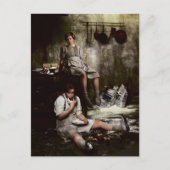 チョコレートケーキ付きハンゼルとグレテル ポストカード (正面)