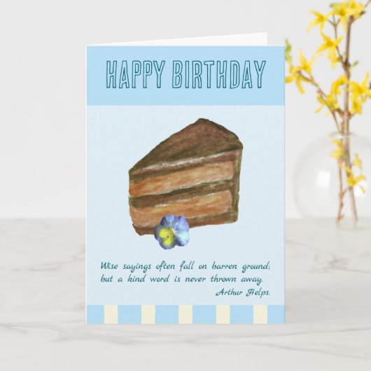 チョコレートケーキ意味のある引用文誕生日カード カード (黄色い花)