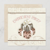 チョコレートケーキ旋回ブライダルシャワー招待 招待状 (正面/裏面)