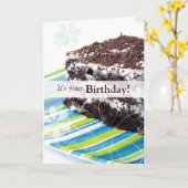 チョコレートケーキ誕生日カード カード (黄色い花)