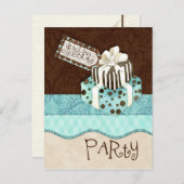 チョコレートケーキ誕生日パーティーへの招待 インビテーションポストカード (正面/裏面)