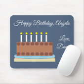 チョコレートケーキ&ブルーグレー誕生日 マウスパッド (マウス)