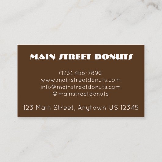 チョコレートココナッツドーナツショップドーナツ食品 名刺 (裏面)