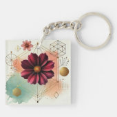 チョコレートコスモス幾何学模様アクリルキーチェーン キーホルダー (裏面)